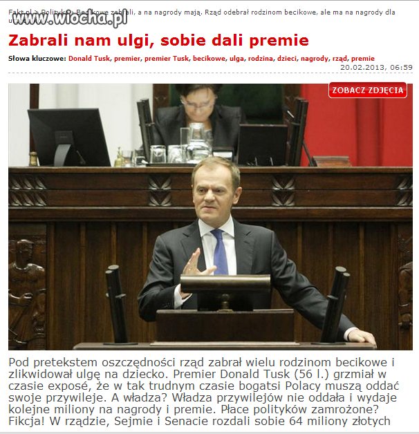 Becikowe zabrane, premie przyznane...