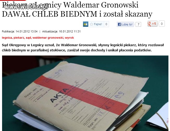 Rozdawał chleb biednym i został skazany..