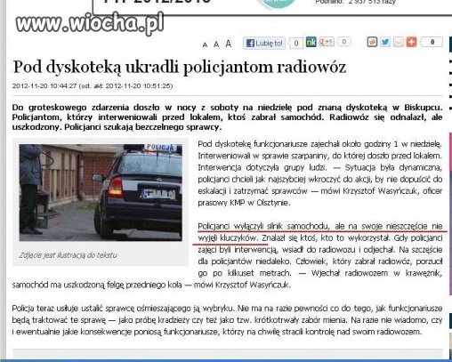 Ukradli policjantom radiowóz