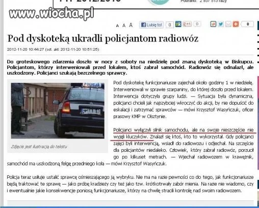 Ukradli policjantom radiowóz