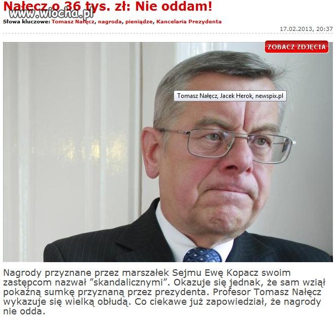 Nałęcz dostał nagrodę