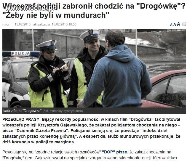Film "Drogówka" zakazany dla policjantów