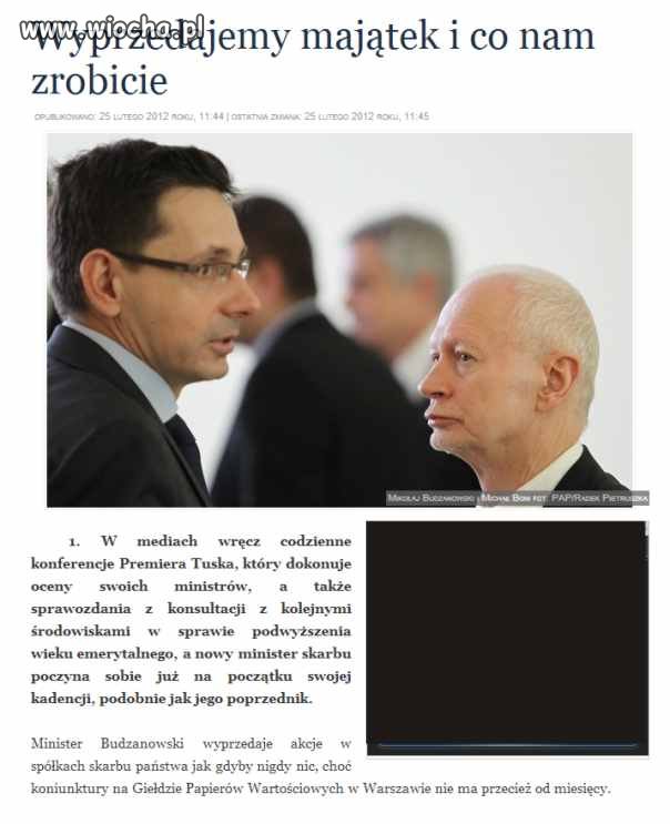 Brakuje nam pieniędzy w budżecie to wyprzedajemy..