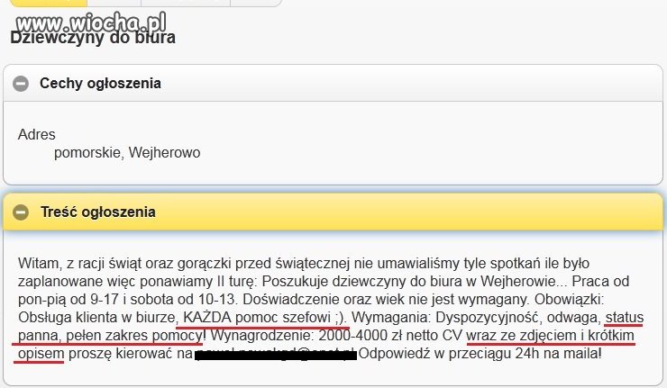 Oferta pracy. Wiocha...