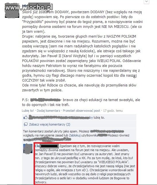 Na stronie STOP FANATYZMOWI