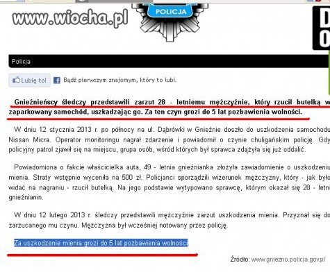 GNIEZNO-Tu za rzucenie butelką dostaniesz 5 lat