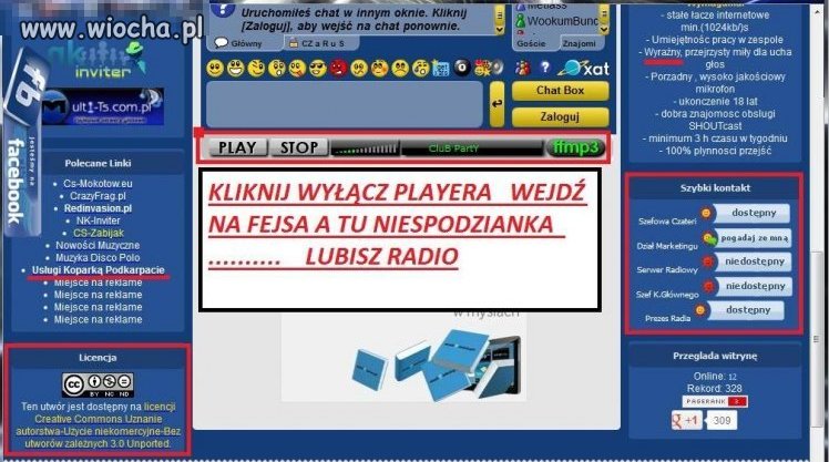 Nabijanie słuchaczy. Czy to nie Wiocha???