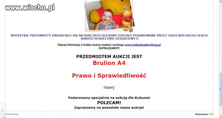 Aukcja charytatywna dla chorego chłopczyka