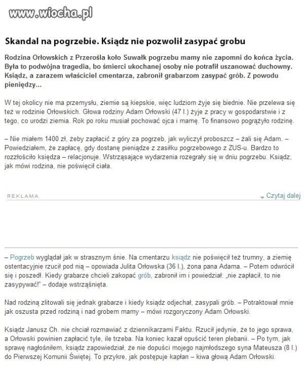 Ksiądz - sługa Boży, cmentarz - miasto prywatne...
