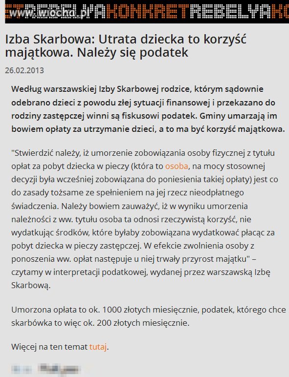 Skarbówka: utrata dziecka to korzyść majątkowa