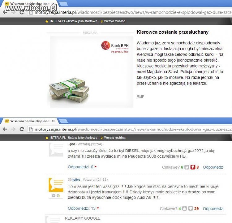 Dzisiaj rano zachwycili mnie inteligencją, oraz..