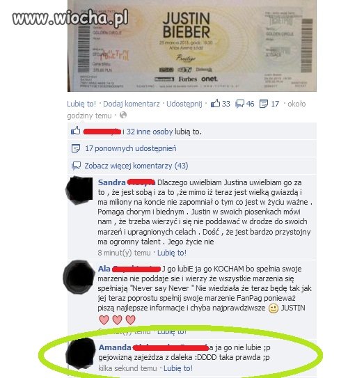 Wygraj bilet na Biebera (facebook)