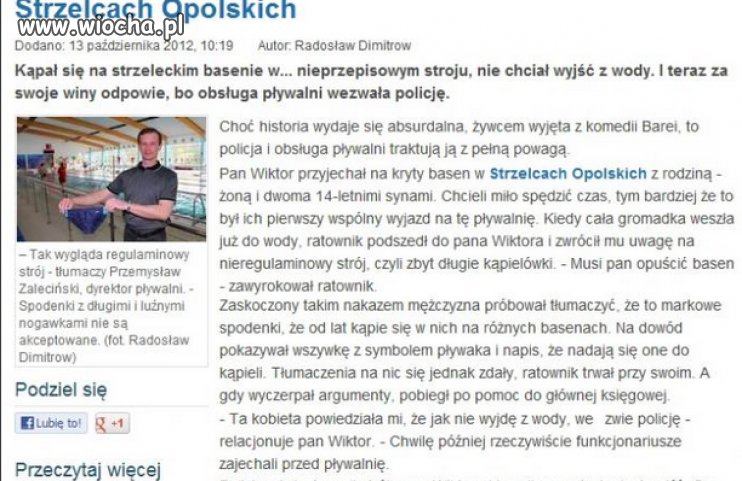 Kąpał się w basenie w zadługich kąpielówkach...