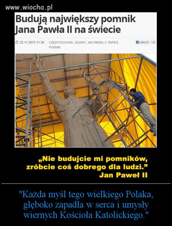 Pomnik Jana Pawła II, on sam go nie chciał