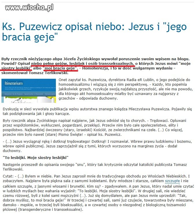 Niebo pełne gejów i lesbijek- teza ks. Puzewicza