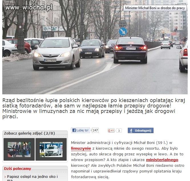 Minister Boni, orędownik fotoradarów daje przykład
