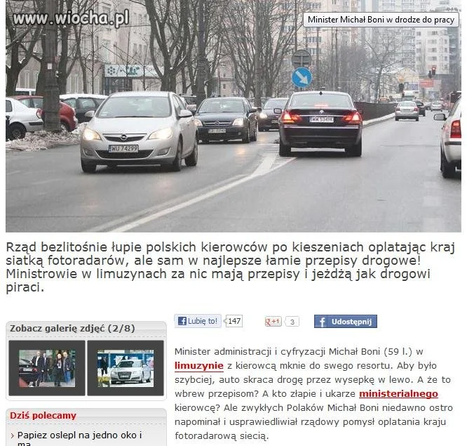 Minister Boni, orędownik fotoradarów daje przykład