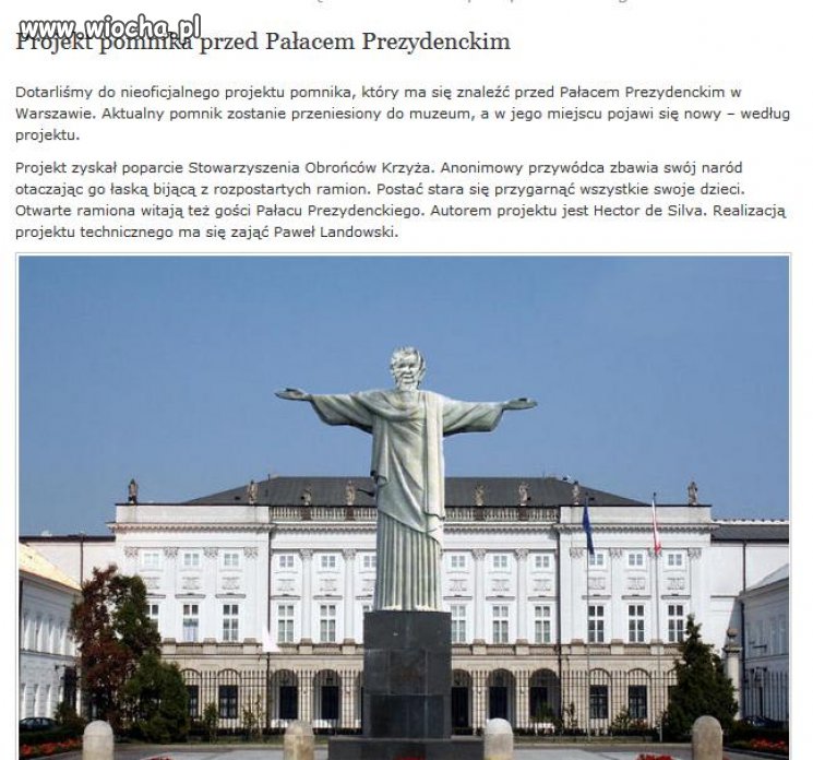 Projekt pomnika przed Pałacem Prezydenckim 