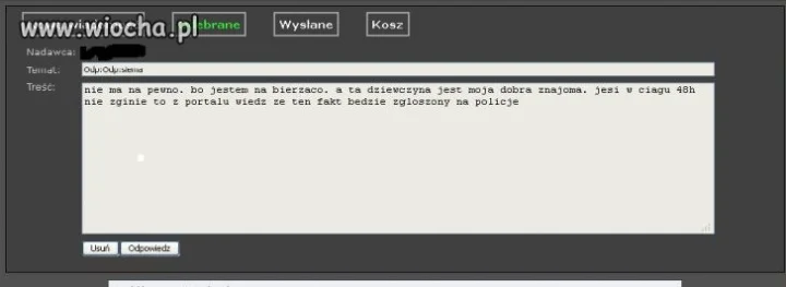 Grożenie policją na wiocha.pl