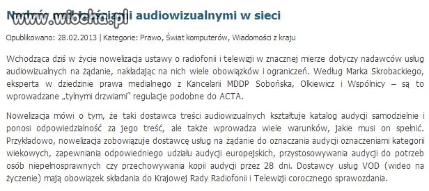 ACTA tylnymi drzwiami?