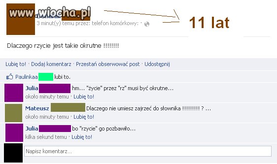"rzycie" jedenastolatka..