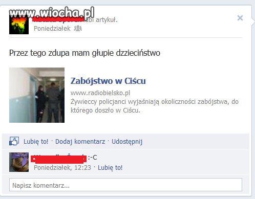 Informacja o śmierci ojca na FB