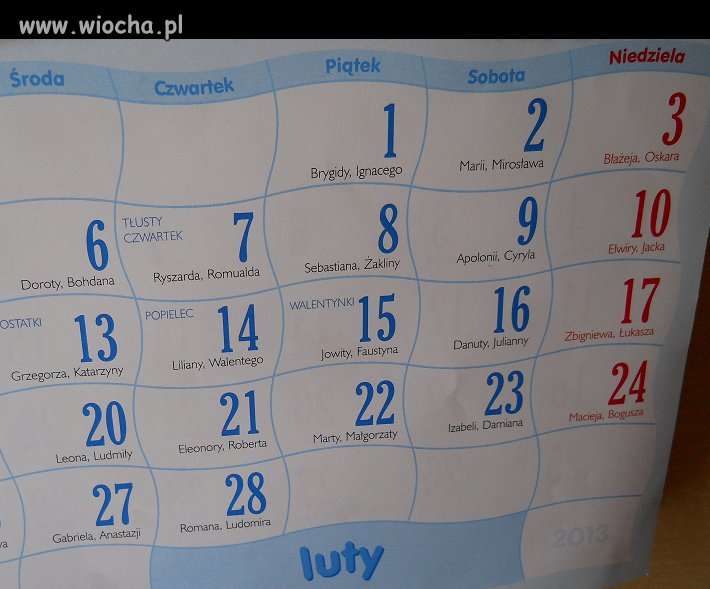 Środa popielcowa w czwartek
