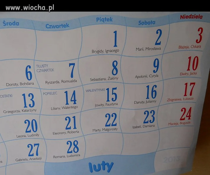 Środa popielcowa w czwartek