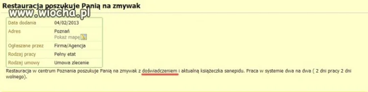 Praca na zmywaku