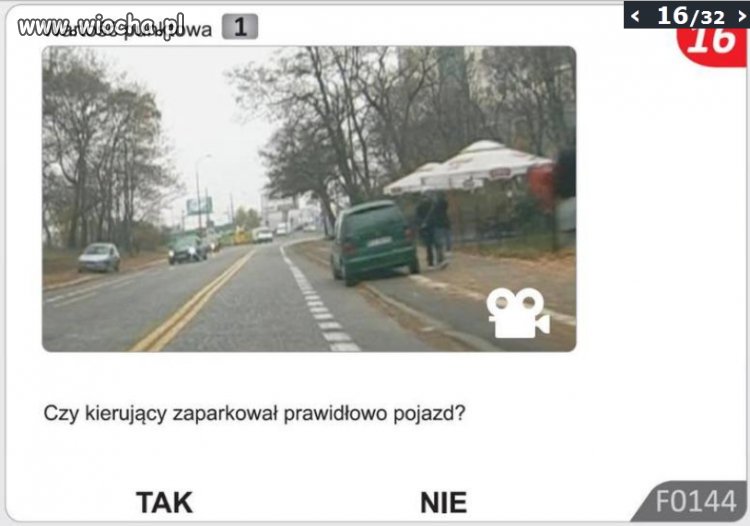 Pytanie na egzamin prawa jazdy.