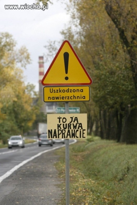 Uszkodzona nawierzchnia.