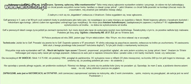 Rzetelny opis samochodu..