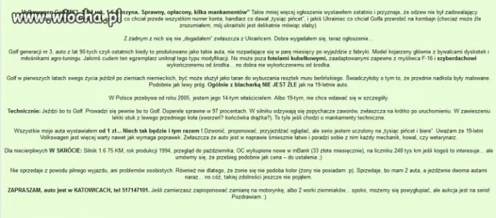 Rzetelny opis samochodu..