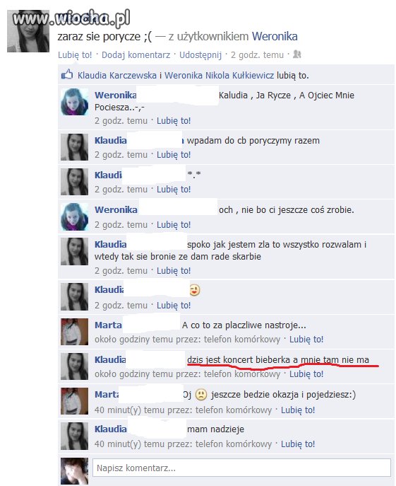 Justin Bieber i wiocha na Fb.