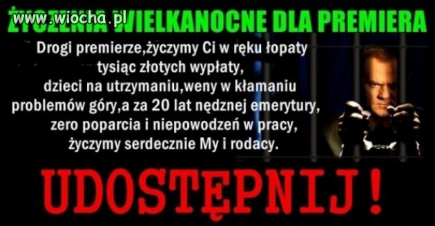 Życzenie Wielkanocne dla premiera