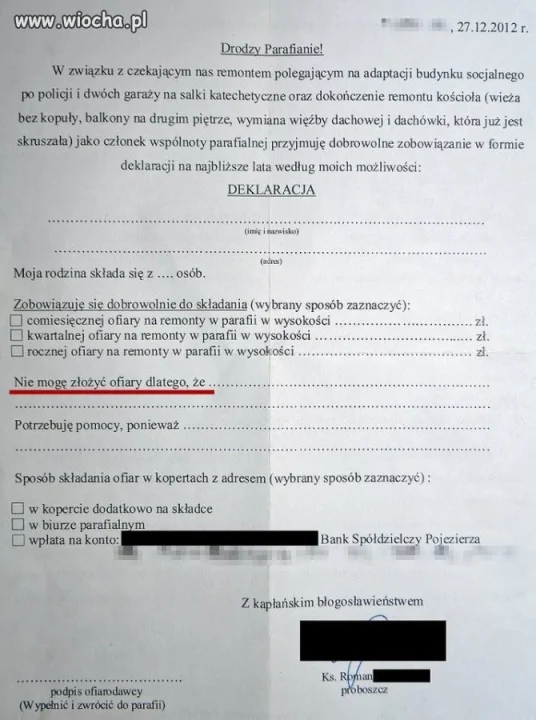Deklaracje parafian z Międzychodu... 