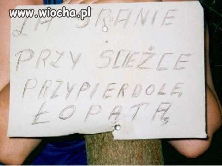 Za sranie przy ścieżce przyp*erd*le łopatą