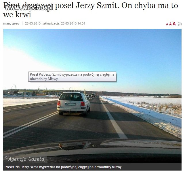 Pirat drogowy!!! Poseł PiS