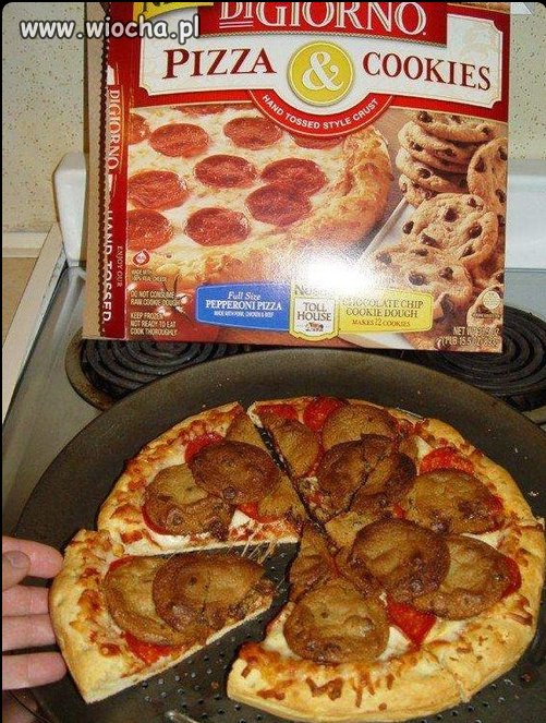 Pizza + salami + ciastka