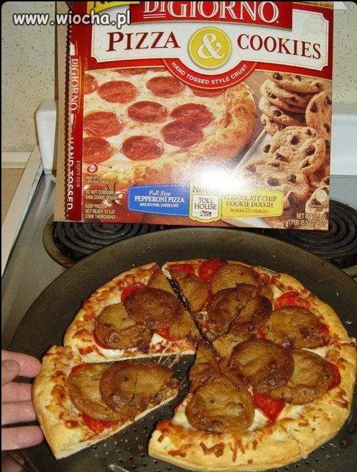 Pizza + salami + ciastka