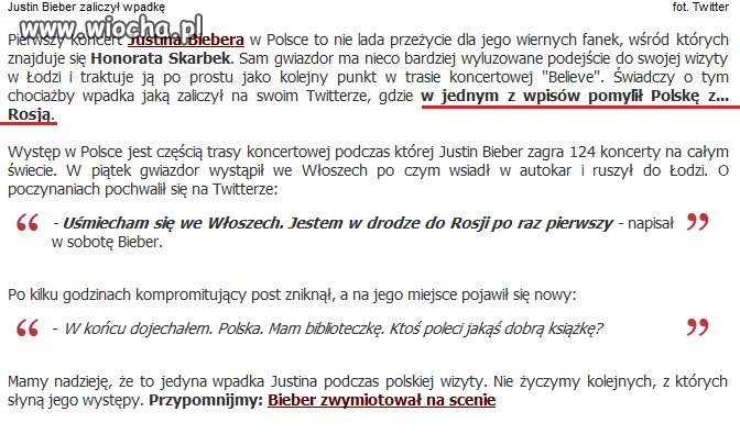 Bieber pomylił