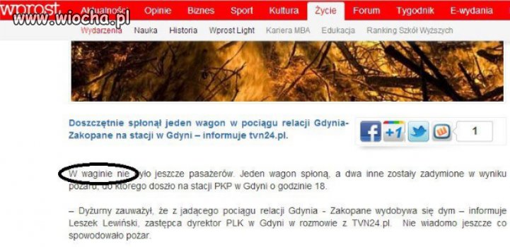 W waginie nie było pasażerów...