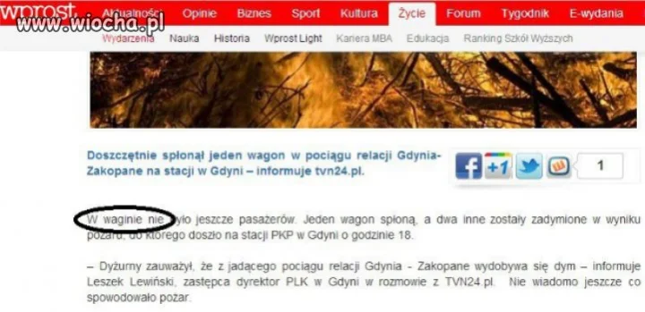 W waginie nie było pasażerów...