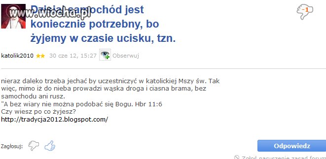 Bez wiary i bez samochodu