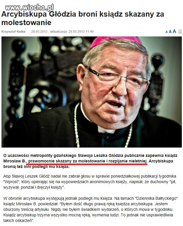 Moralność kościoła- pedofil broni alkoholika...