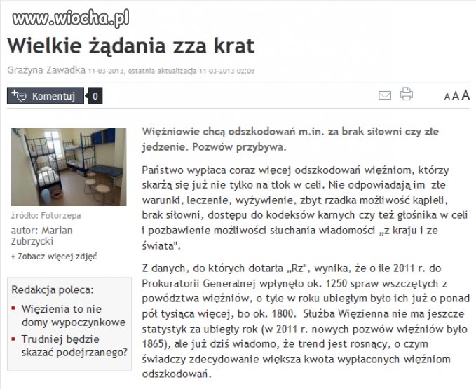 Wielkie żądania więźniów