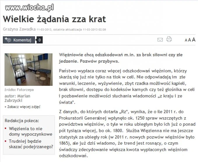 Wielkie żądania więźniów