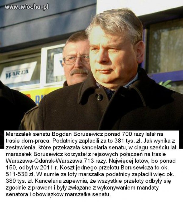 Bogdan Borusewicz latał samolotem ponad 700 razy