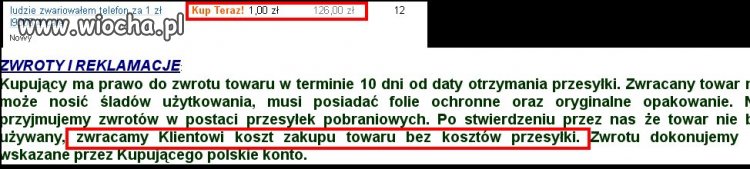 Oszustwa na allegro. telefon 1 zł, wysyłka 125 zł