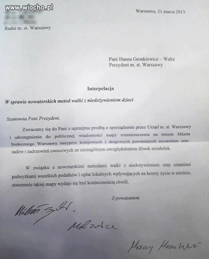 List w ważnej